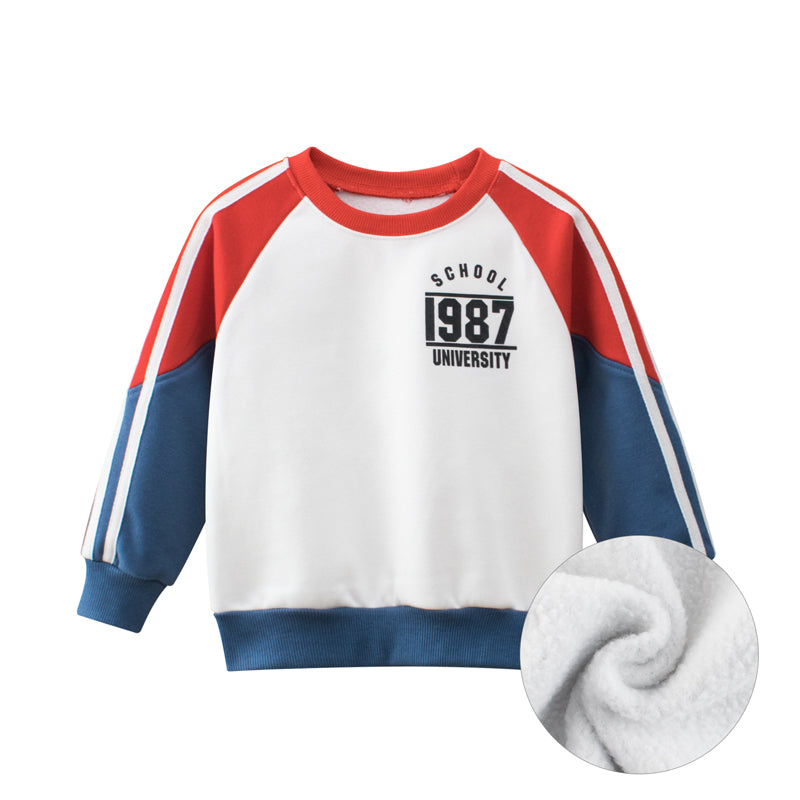 Boys Multi Color Contrast Round Collar Sweatshirt