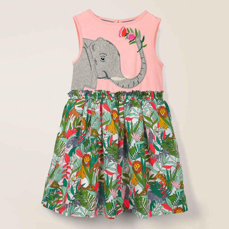 Spring Baby Girls Sleeveless Animals Design Dress