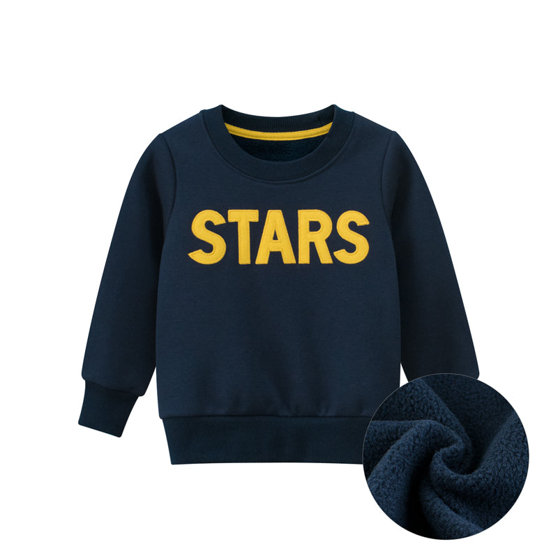 Boys Letter Print Round Collar Sweatshirt