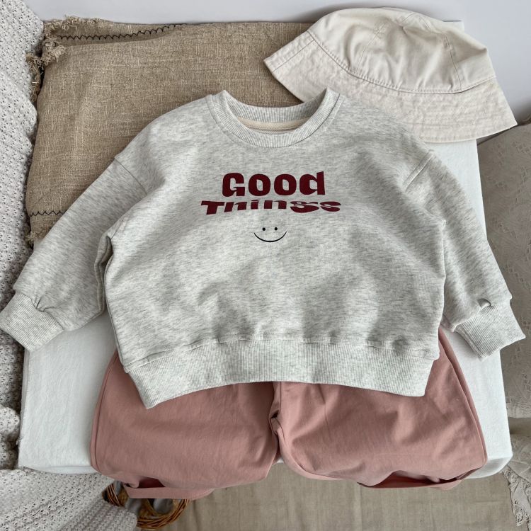 Baby Slogan Print Pattern O-Neck Pullover Hoodie