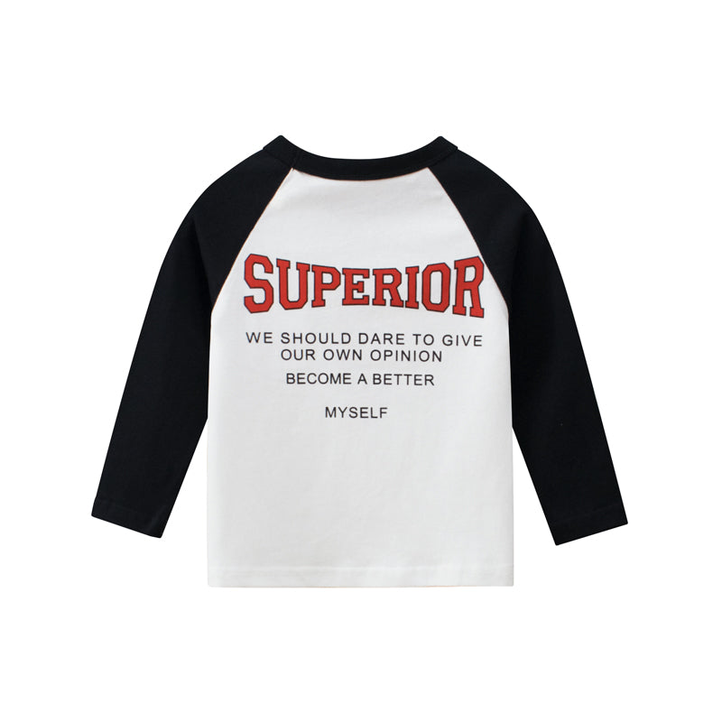 Boys Sportgear Letter Print Round Collar Long-Sleeved T-Shirt