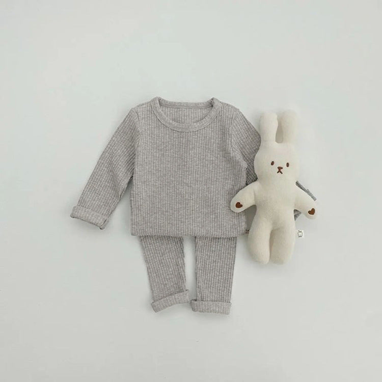 Baby Solid Color Soft Cotton Pajamas Home Clothes Sets