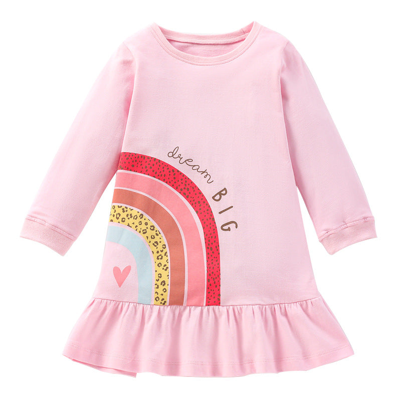 Baby Girl Rainbow Pattern Design Dress With Long Leggings Sets