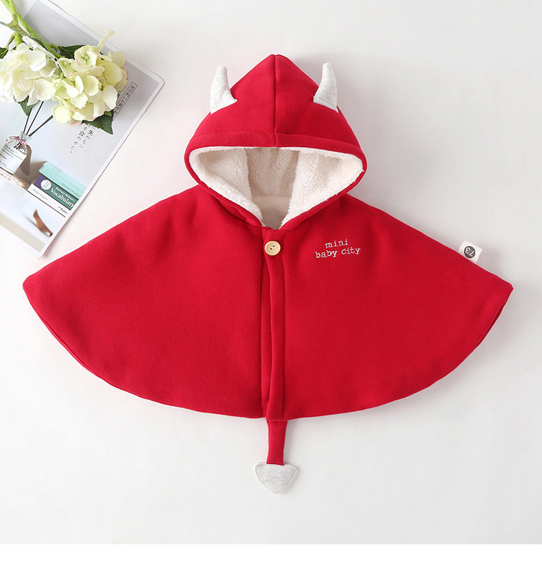 Kids Slogan Embroidered Graphic Cartoon Animal Shape Fleece Warm Shawls