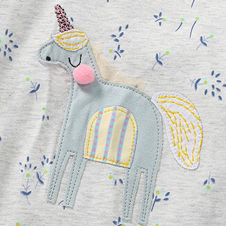 Baby Girl Unicorn & Floral Pattern Mesh Patchwork Design Hoodie