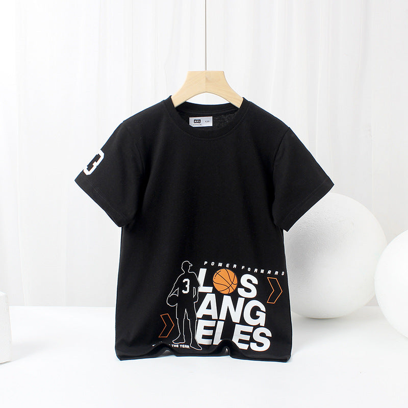 Baby Print Pattern Crewneck Short Sleeve Cotton T-Shirt