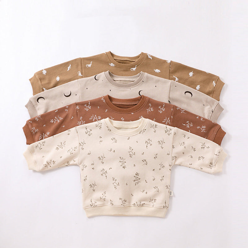 Baby Western Print Pattern Long Sleeve Casual Hoodie Sets Home Clothes