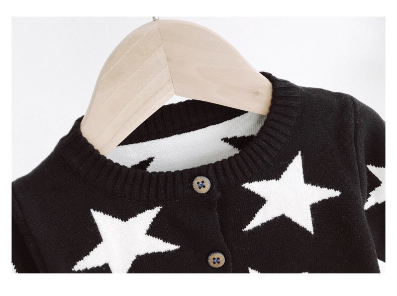 Baby Boy Star Pattern Single Breasted Design Long Sleeve Cardigan