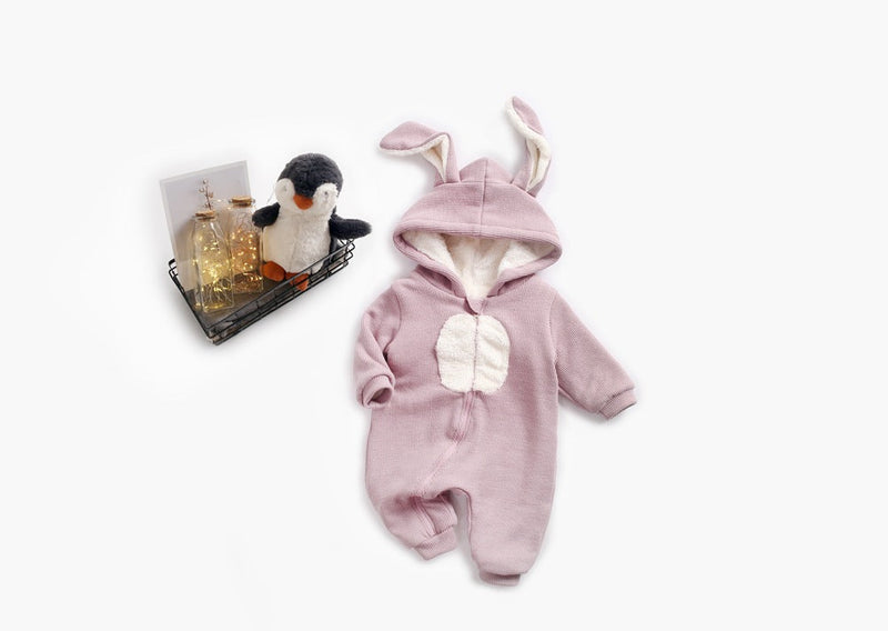 Baby Cartoon Shape Design Soft Fleece Thickened Romper In Autumn & Winter