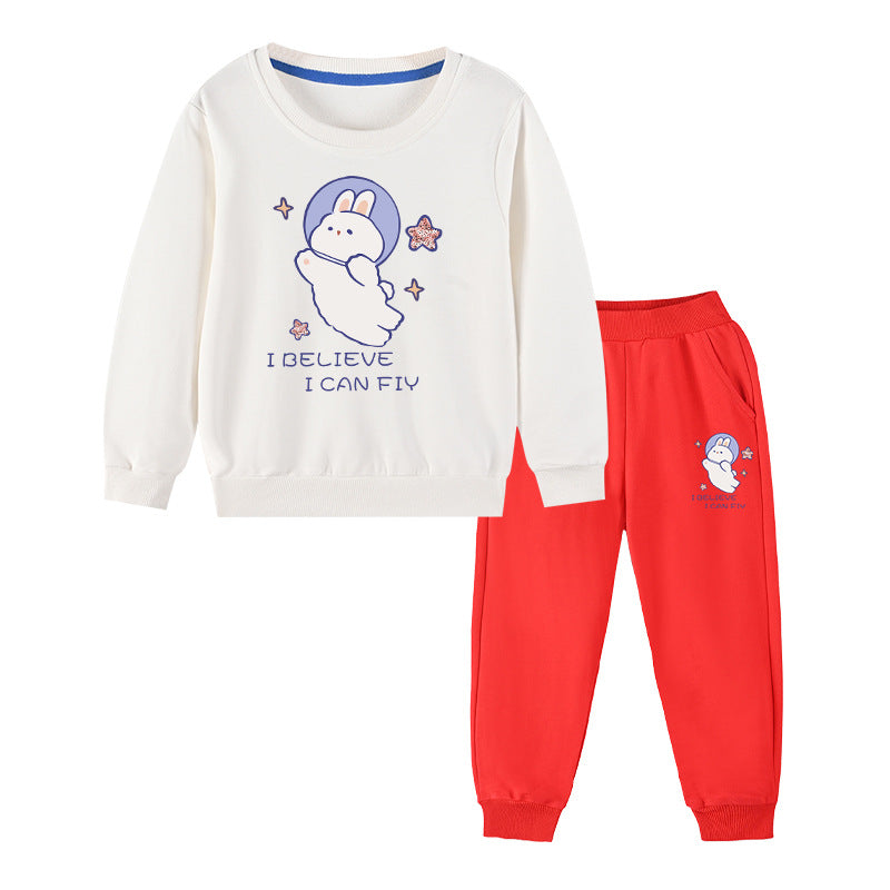 Baby Girl Cute Bunny Graphic Hoodie Combo Loose Trousers Soft Cotton Sets