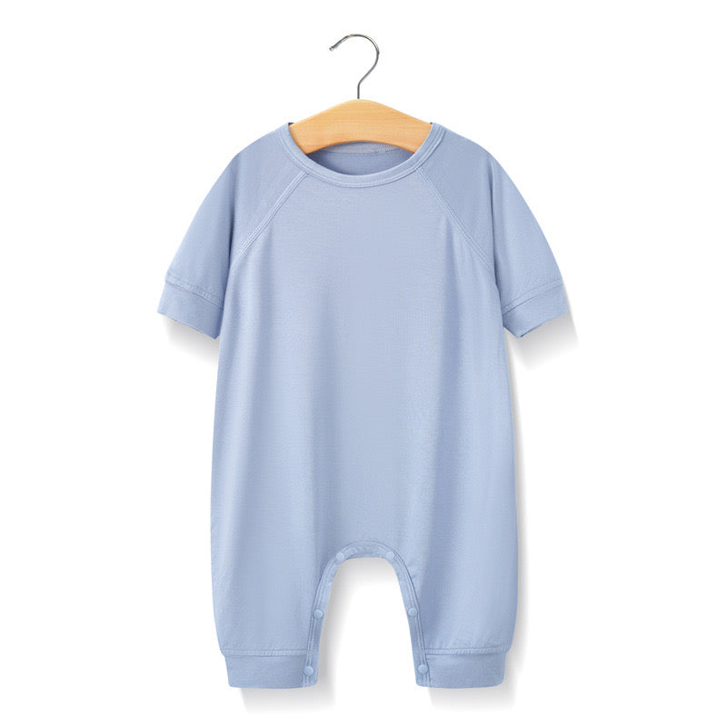 Baby Solid Color Medium Sleeve Summer Crotch Jumpsuit Pajamas