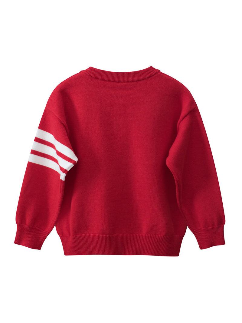 Baby Boys And Girls Kids Cute Teddy Bear Cartoon Long Striped Sleeve Knitwear Pullover