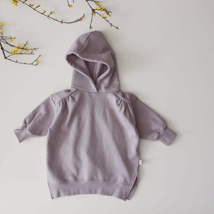 Baby Solid Color Long Sleeves Korean Style Cotton Hoodies