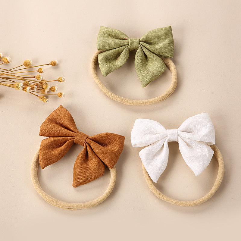 Baby Solid Color 3D Bow Handmade Elastic Headband