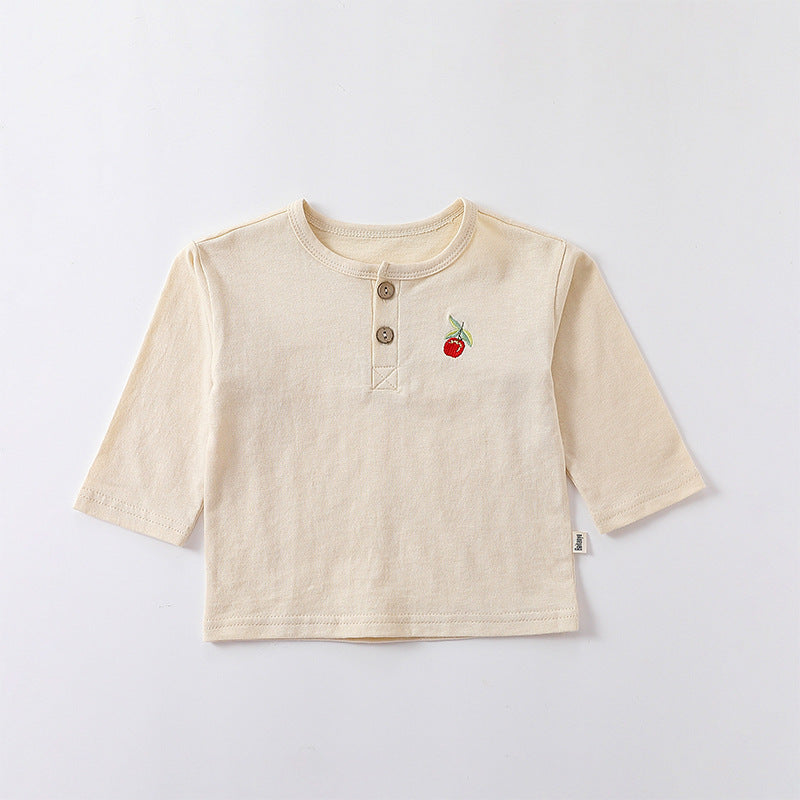 Embroidered Pattern Simple Style Soft Cotton Shirt