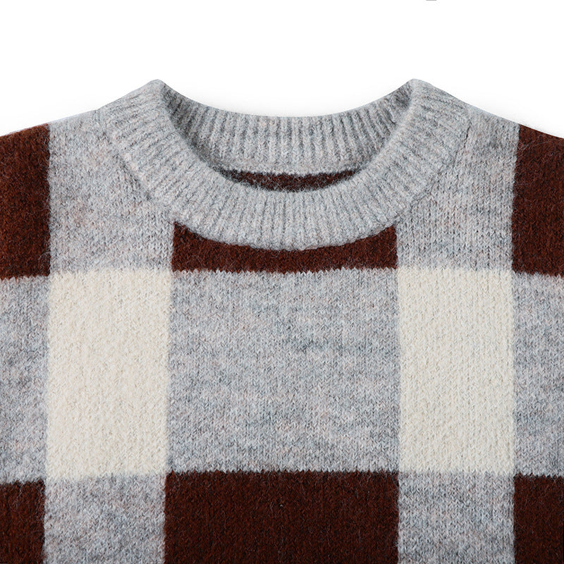 Baby Boy Plaid Graphic O-Neck Long Sleeves Western Classic Sweater