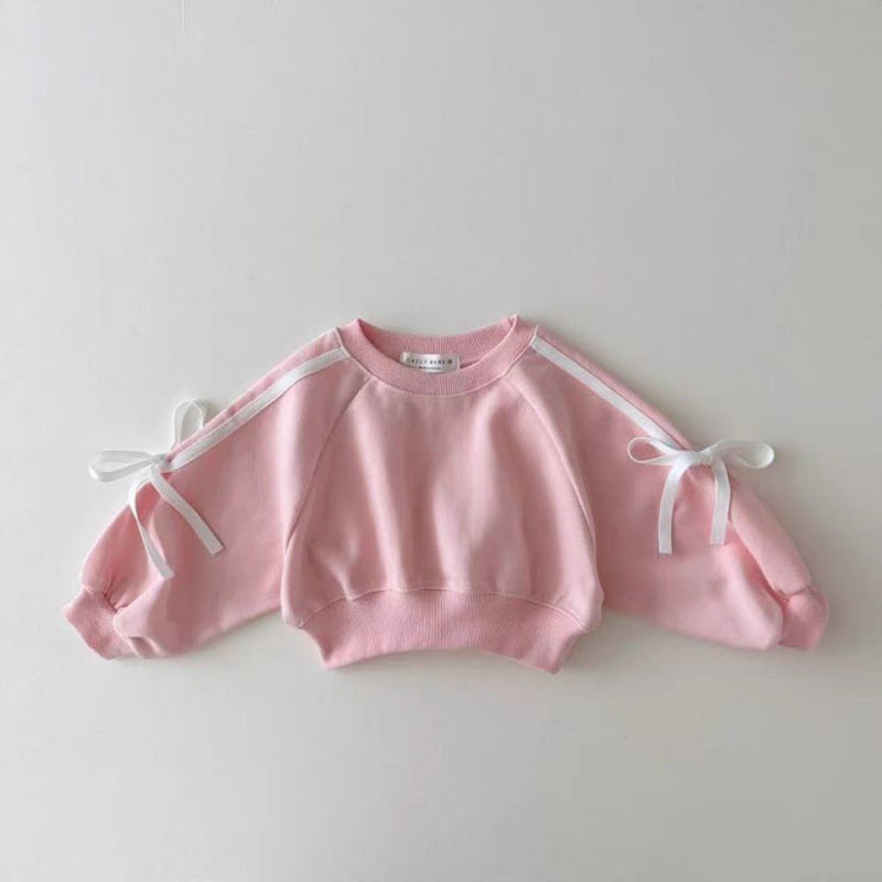 Autumn Baby Kids Girls Casual Bows Tied Pullover And Pants Clothing Set