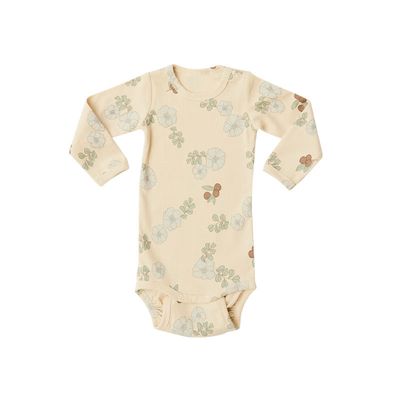 Baby Girl Floral Pattern Cotton Onesies With Pant 1 Pieces Sets