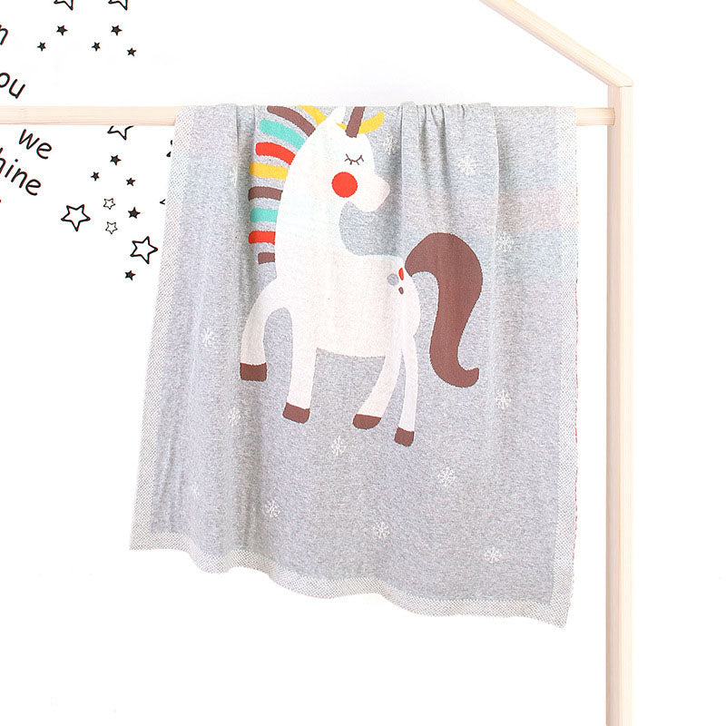 Baby Children’s Unicorn Pattern Contrast Design Air Conditioner Blanket