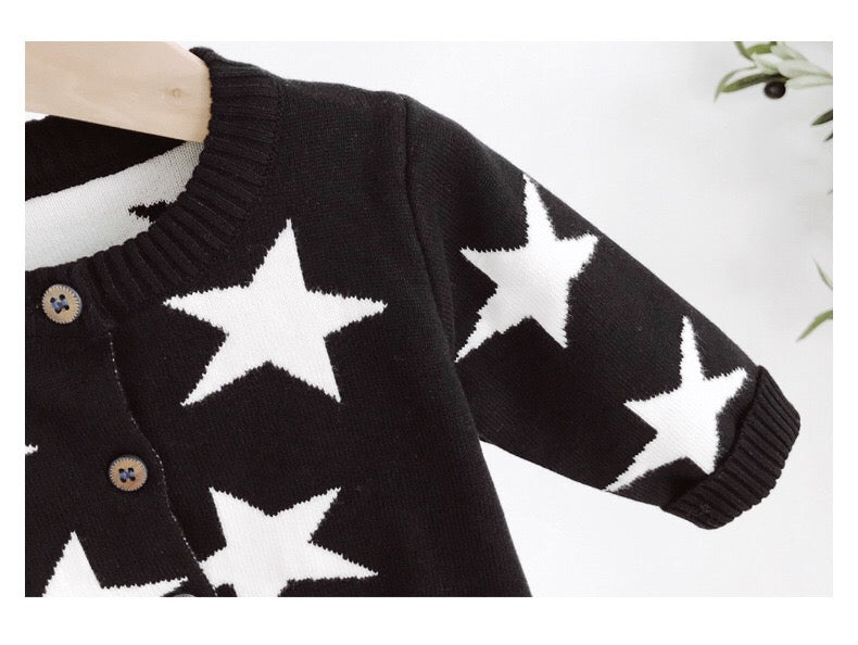 Baby Boy Star Pattern Single Breasted Design Long Sleeve Cardigan