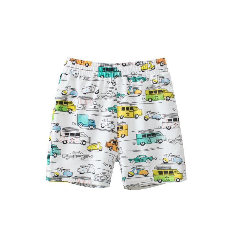 Baby Boy Cars Print Pattern Breathable Home Clothes Shorts