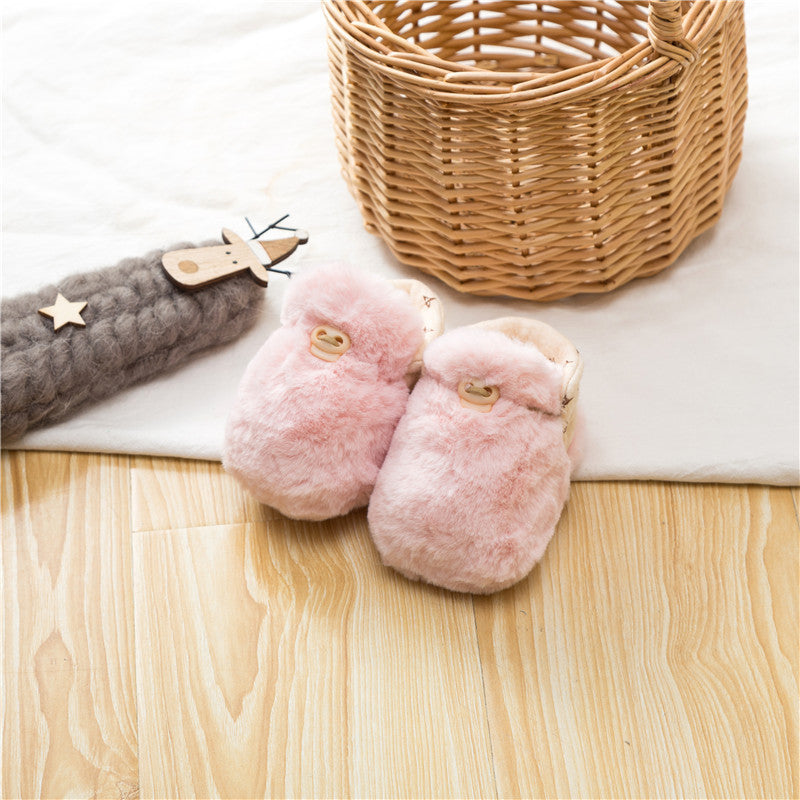 Newborn Baby Solid Color Plush Warm Shoes Outfits In Autumn & Winter