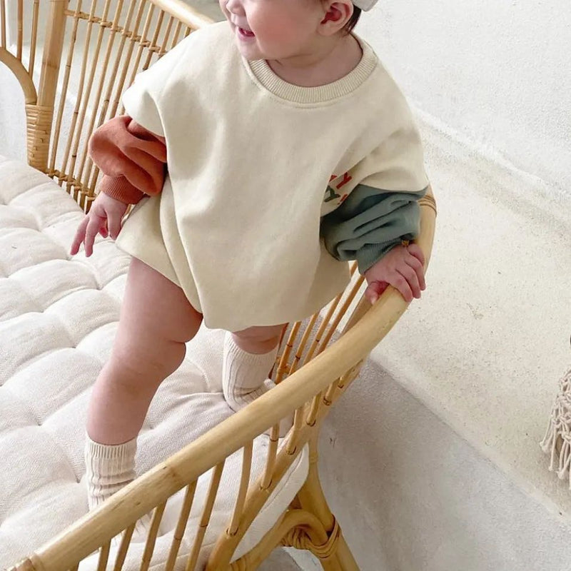 Baby Color blocking Sleeve Design Long Sleeve Bodysuit