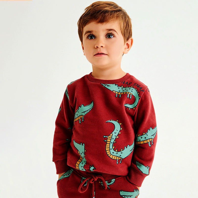 Baby Boy Cartoon Dinosaur Pattern Soft Cotton Quality Hoodie