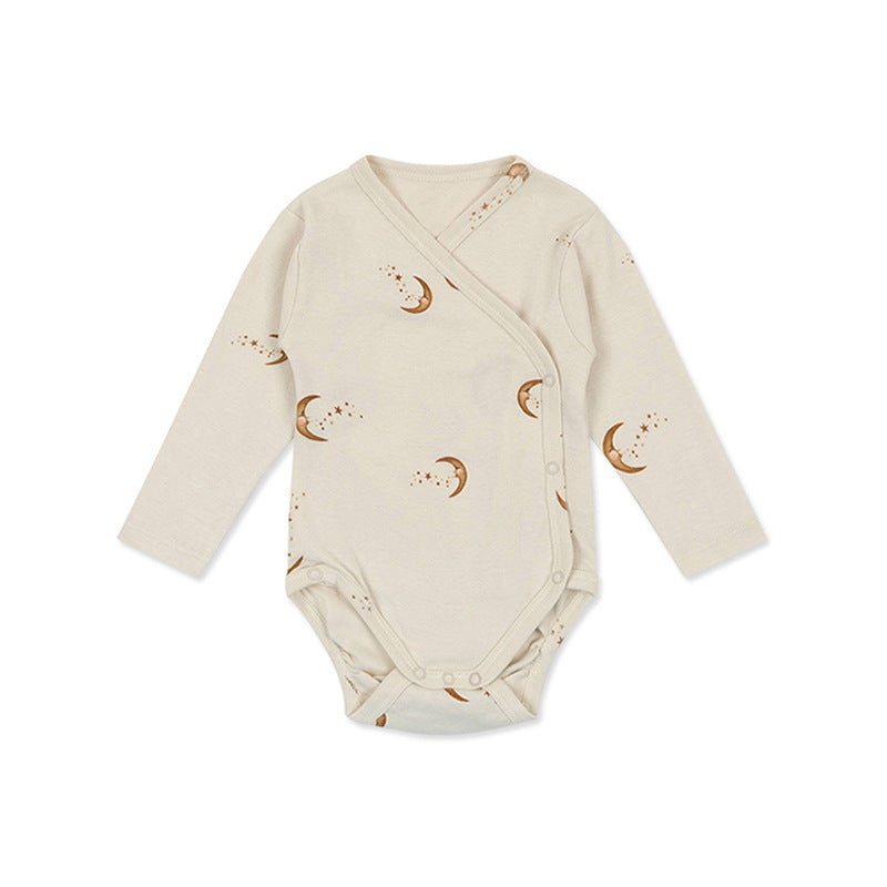 Baby Print Pattern Side Button Design Long Sleeve Comfy Onesies