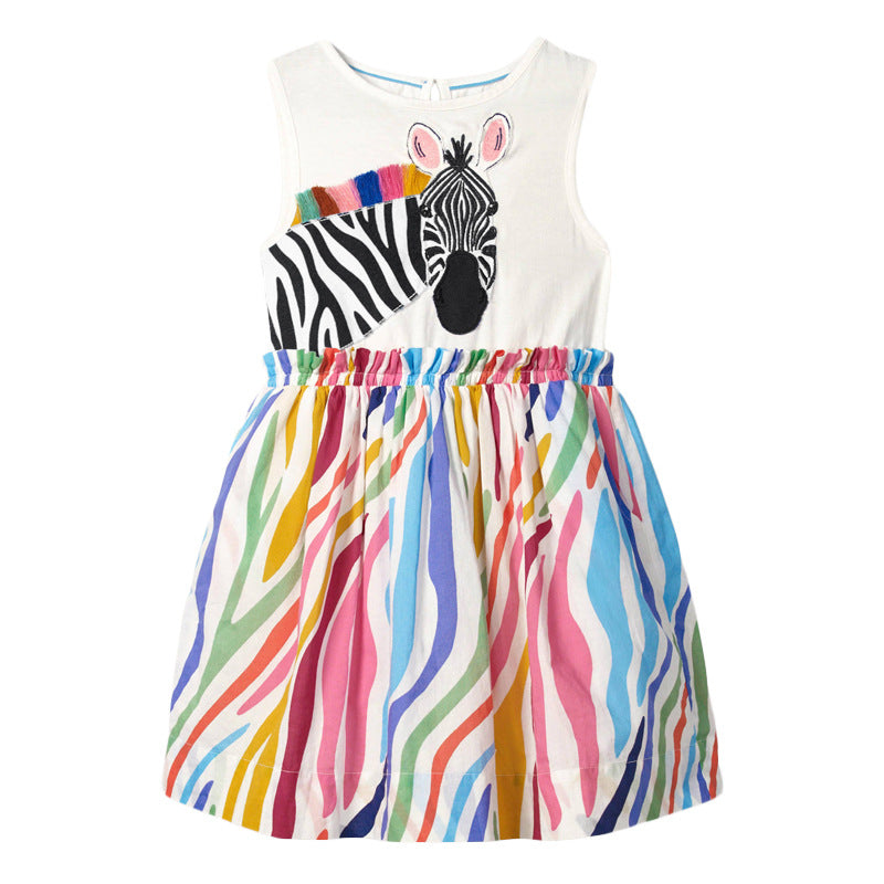 Summer Baby Girls Sleeveless Zebra Design Dress