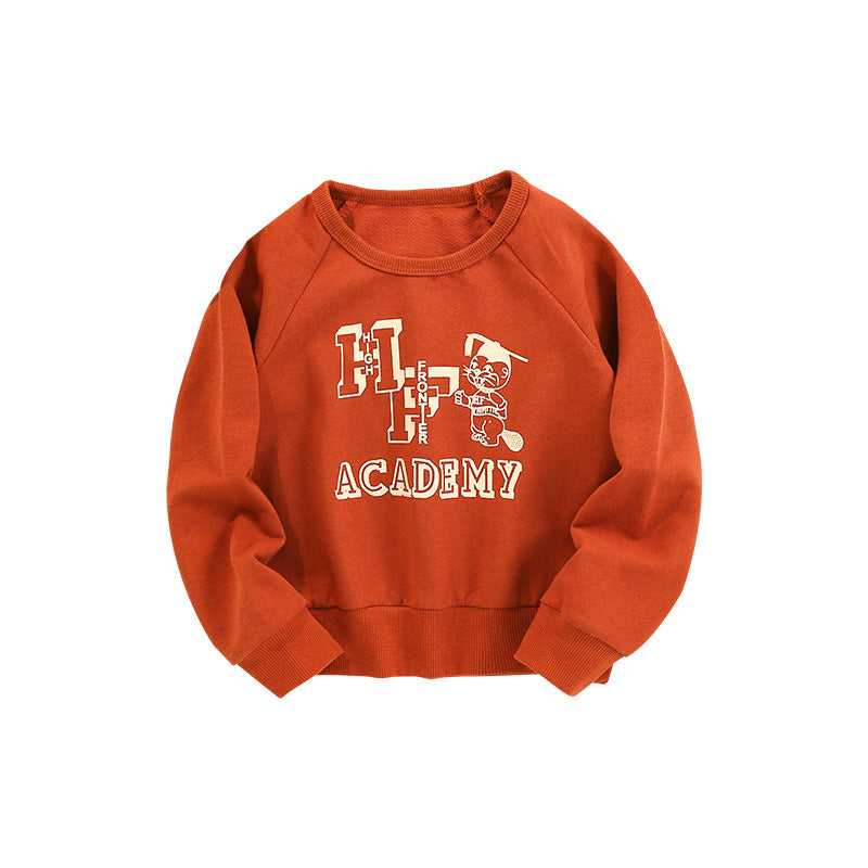 Baby Cartoon And Letters Print Pattern Loose Hoodie