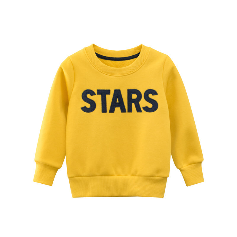 Boys Letter Print Round Collar Sweatshirt