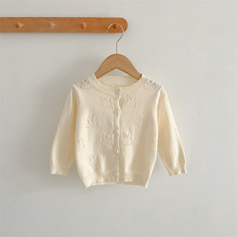 Baby Solid Color Sun Protection Sweet Knit Cardigan