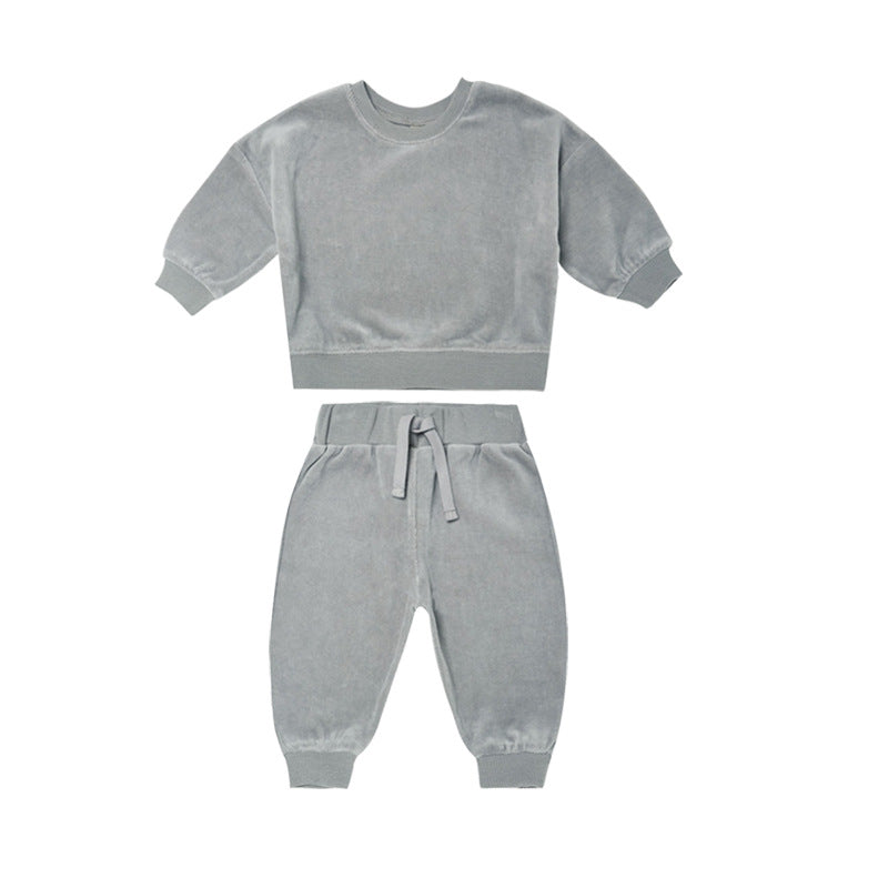 Baby 1pcs Solid Color Soft Cotton Hoodie Combo Trousers Autumn Outfit Sets