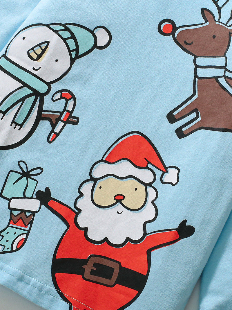 Arrival Autumn Kids’ Christmas Cartoon Santa Claus Pattern Long Sleeves T-Shirt In European And American Style For Summer