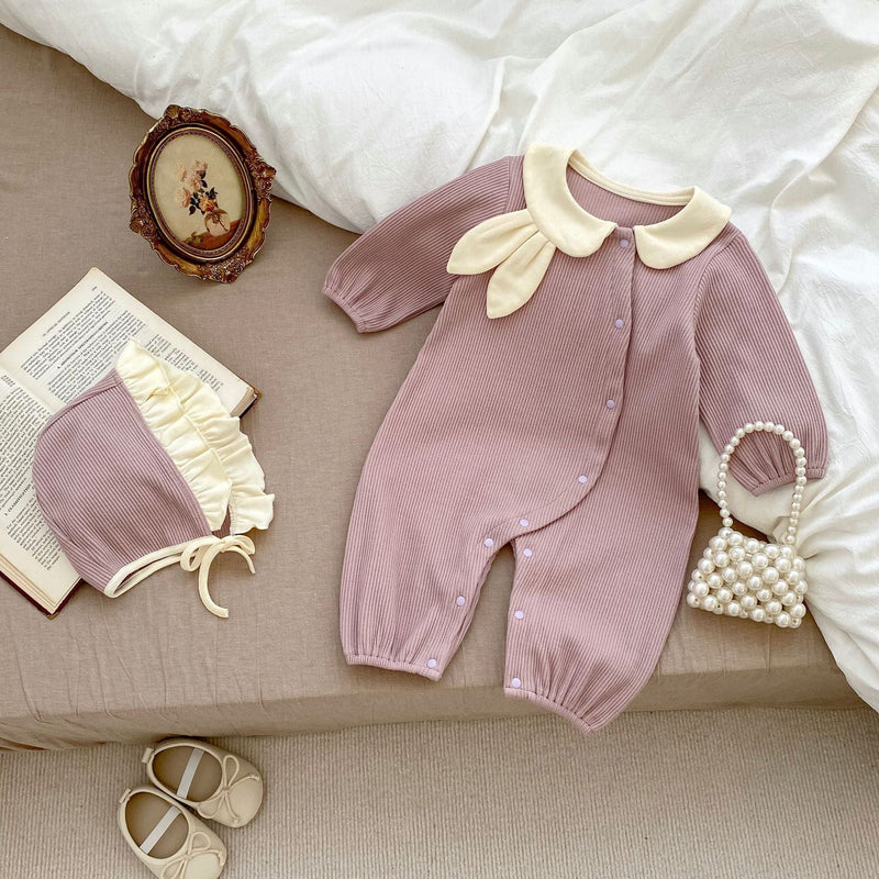 Rabbit Design Lapel Adorable Autumn Romper