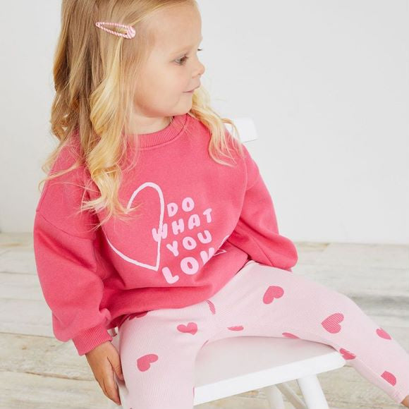 Baby Heart Print Pattern Print Hoodie Sets