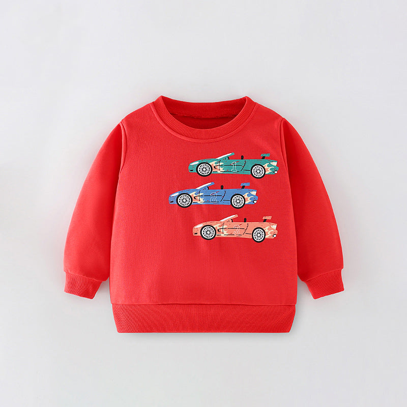 Boys Cartoon Pattern Printing Crew Neck Casual Pullover