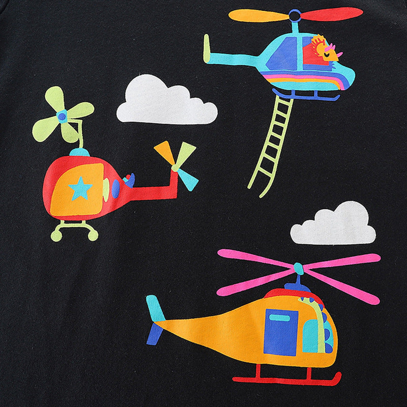 Baby Boy Cartoon Pattern Short Sleeve Cute Comfy Tee