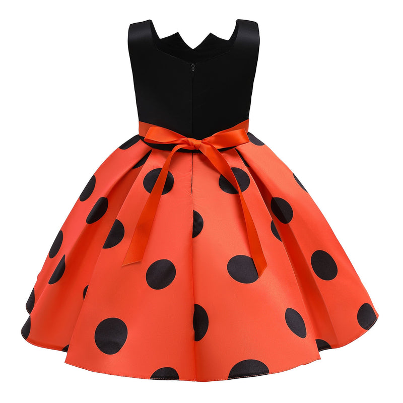 Baby Girl Polka Dot Graphic Sleeveless Performance Evening Dress