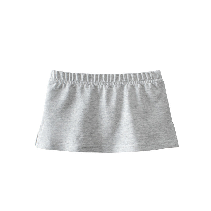 Baby Girl Basic Solid Color Sport Style Bottom Half Skirt With Inner Hem