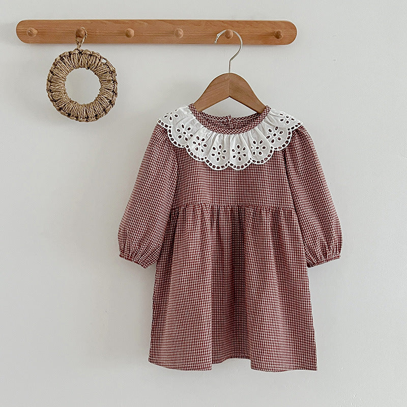 Fashion Lace Collar Long Sleeve Baby Onesies & Girl Dress