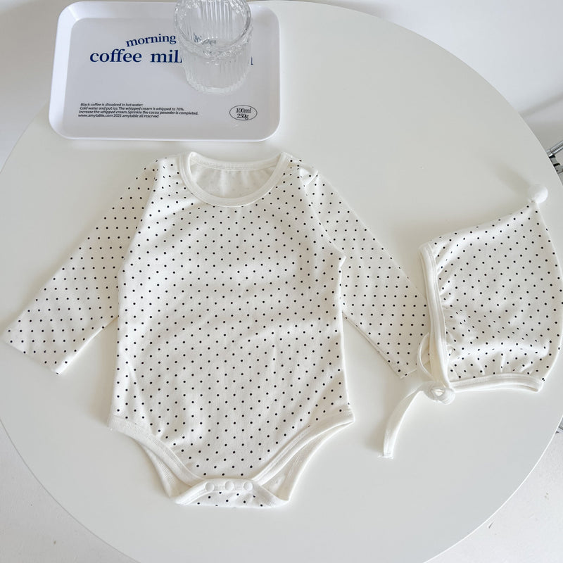 Baby Polka Dot Pattern Detachable Wing Decoration Cotton Bodysuit & Hat