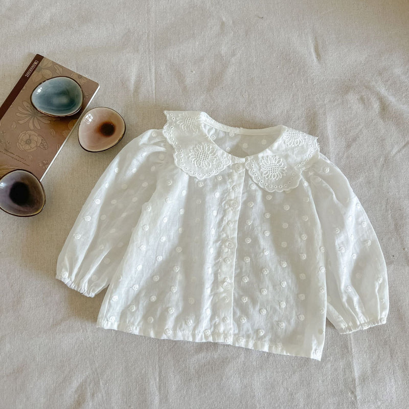 Baby Girl Solid Color Simple Style Doll Neck Shirt With Shorts Sets