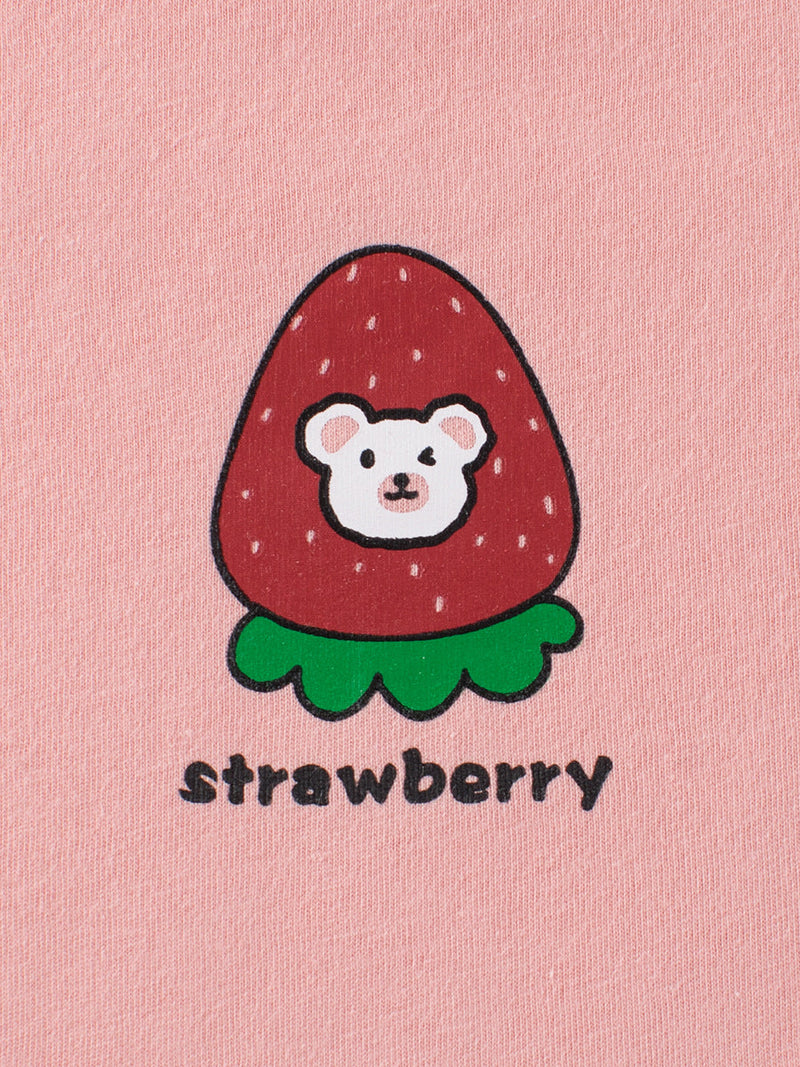 Strawberry Bear Printing Girls’ T-Shirt In European And American Style For Summer