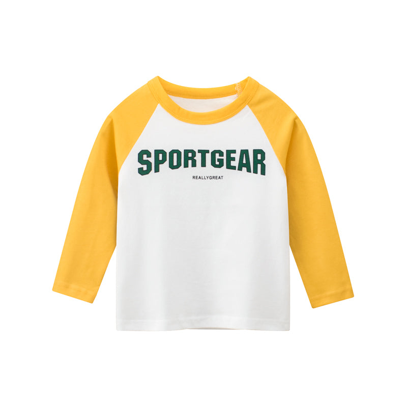 Boys Sportgear Letter Print Round Collar Long-Sleeved T-Shirt