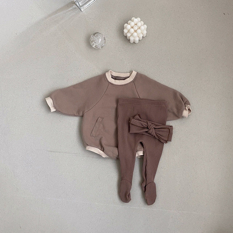 Baby Solid Color Colorblock Design Slip Pocket Hoodie Onesies