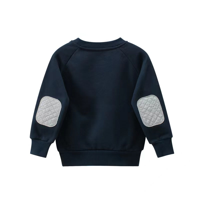 Baby Boy Numbers Embroidered Pattern Solid Hoodies With Pocket