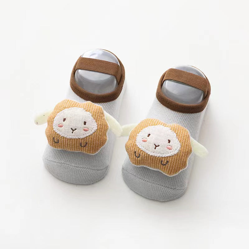 Baby 3D Cartoon Animal Patched Design Dispensing Non-Slip Lace-Up Socks Shoes