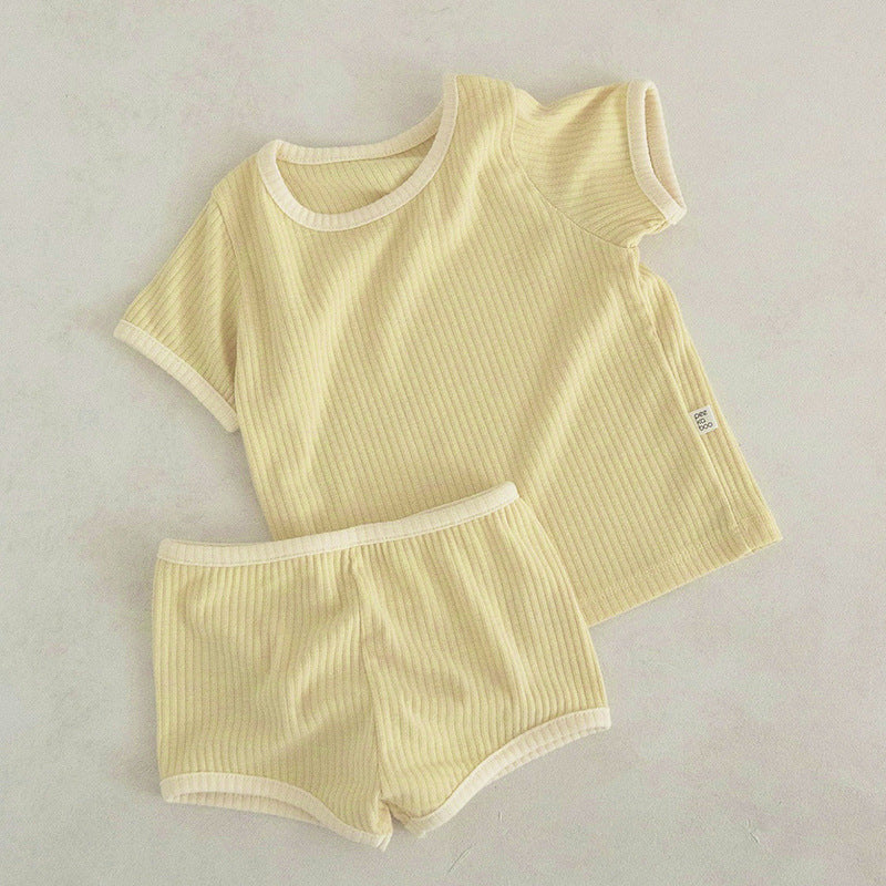 Unisex Solid Color Two Pieces Soft Cotton Clothing Sets